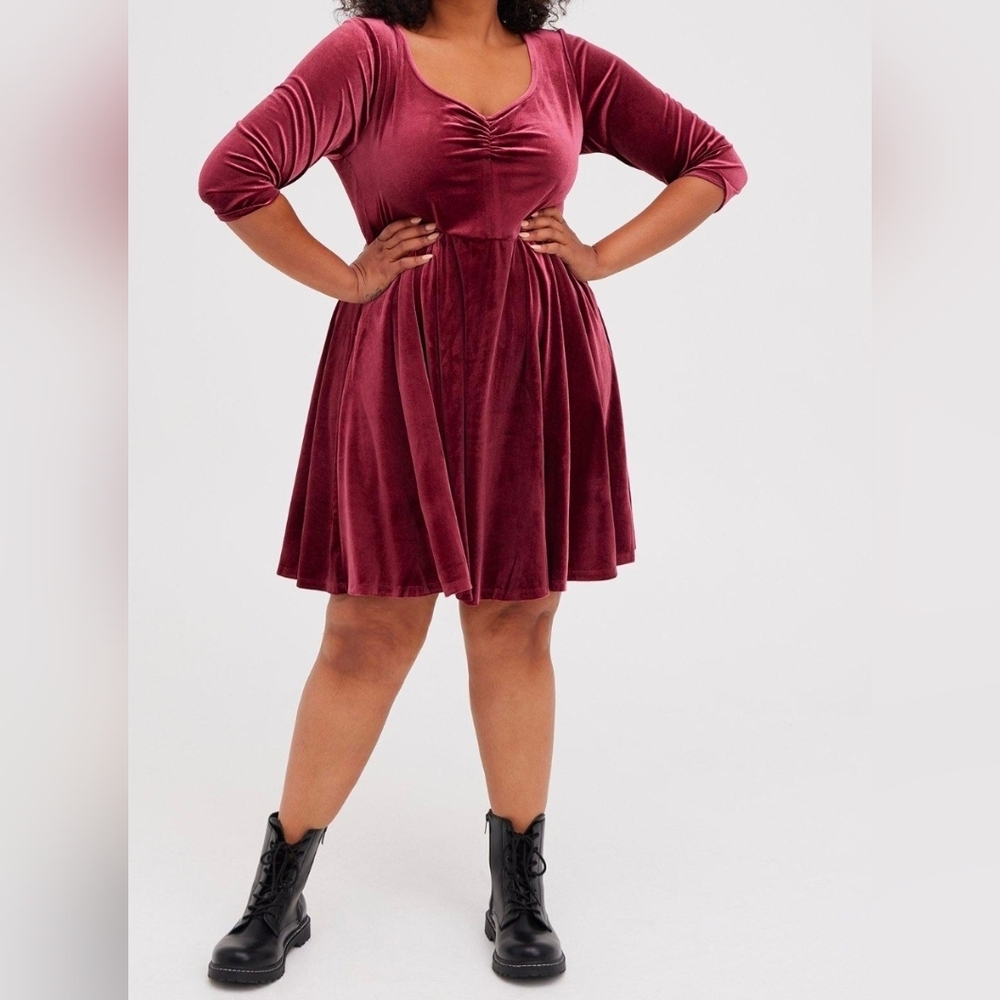 Torrid Velvet Mini Dress in Rich Burgundy